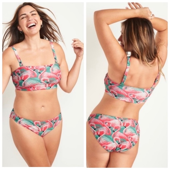 Old Navy | Flamingo Print Bandeau Bikini | 2 PC Bathing Suit 2X Plus Size - Picture 1 of 7